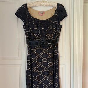 Blue lace belted sheath